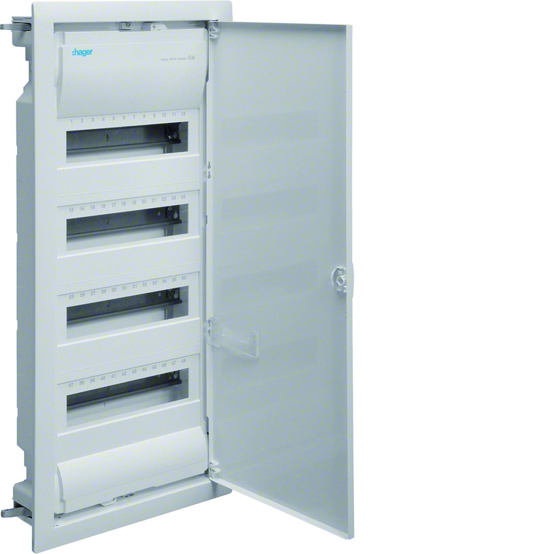 Moduulikotelo uppo, volta, 4×12 moduulia, IP30, metallisella ovikehyksellä