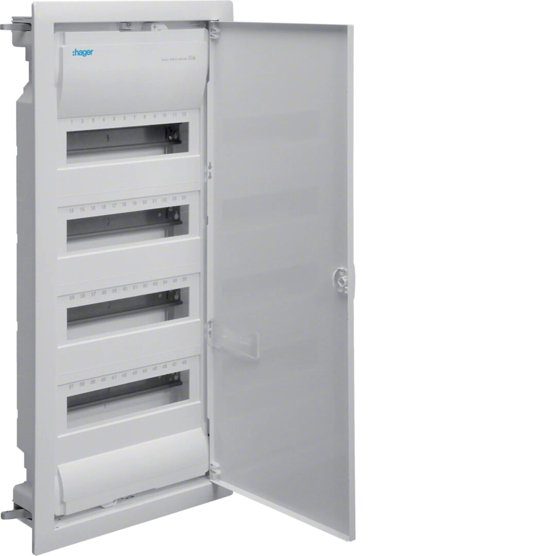 Moduulikotelo uppo, volta, 4×12 moduulia, IP30, metallisella ovikehyksellä